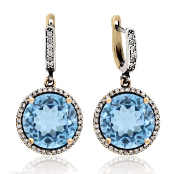 Srebrne okrągłe kolczyki z błękitnym topazem