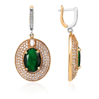 Kolczyki srebrne ze szmaragdem w stylu ottomańskim