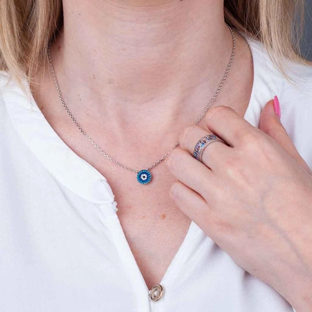 Oko proroka srebrny delikatny naszyjnik