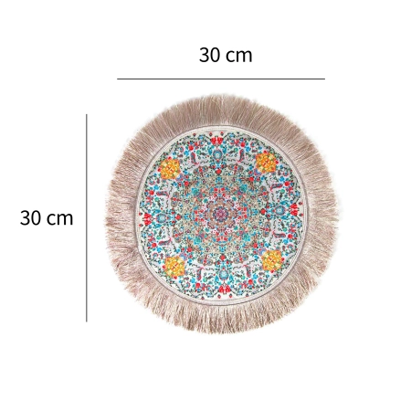Okrągły dywanik orientalny 30 x 30 cm z wielobarwnym wzorem kwiatowym