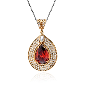 Srebrny naszyjnik z granatem w stylu ottomańskim