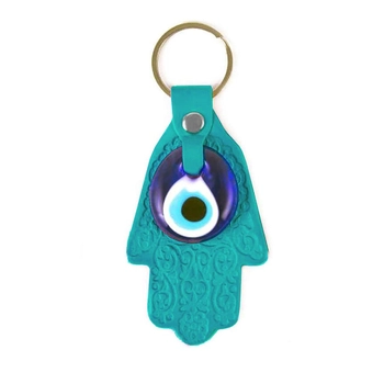 Skórzany breloczek do kluczy hamsa z okiem proroka - 1szt