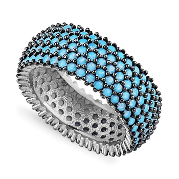 Szeroka obrączka srebrna z turkusem