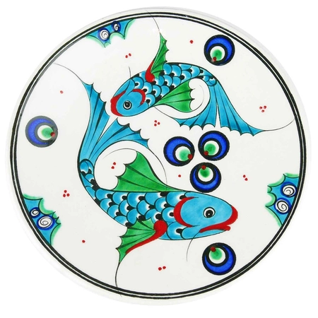 Malowany talerz z motywem ryb - 18cm