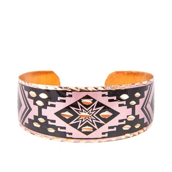 Miedziana bransoletka pąsowa róża