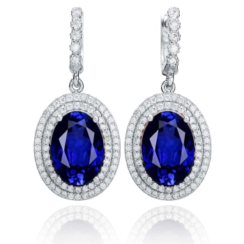 Owalne kolczyki z szafirem - srebro 925