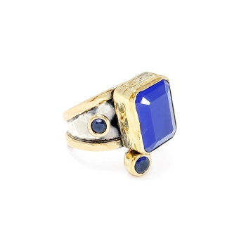 Srebrny pierścionek z szafirowym turmalinem paraiba - Wyprawa przez orient