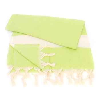 Turecki ręcznik peshtemal z bawełny 100%, zielony z frędzlami