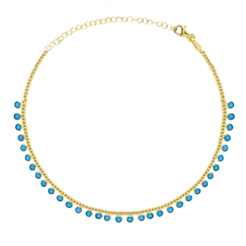 Srebrna bransoletka na nogę z turkusem