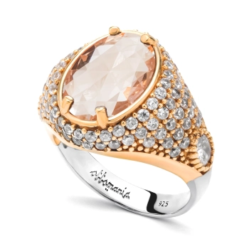 Pierścionek srebrny z morganitem w stylu ottomańskim