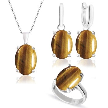 Srebrny komplet z tygrysim okiem