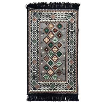 Dywan turecki kilim 90x60 cm - bawełniany, wzór geometryczny