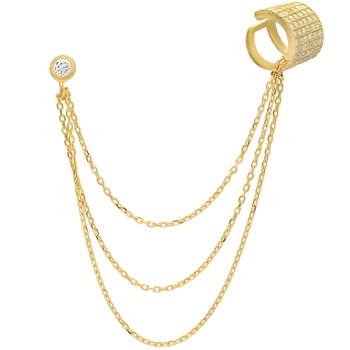 Srebrny kolczyk z łańcuszkiem z cyrkoniami