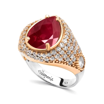 Srebrny pierścionek z rubinem w stylu ottomańskim