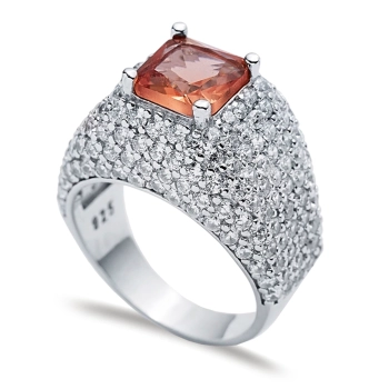 Turecki srebrny pierścionek z kwadratowym zultanitem