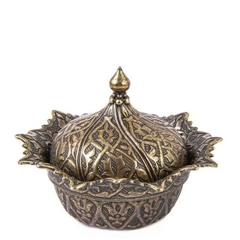 Mosiężna cukiernica w orientalne wzory