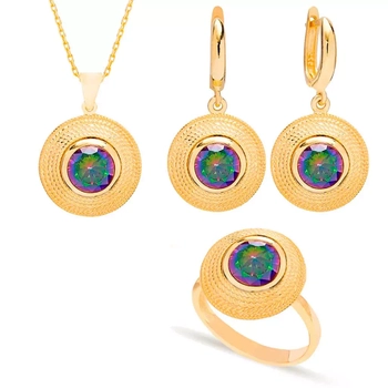 Komplet z mistycznym topazem - pozłacane srebro 925