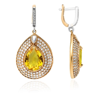 Srebrne kolczyki z cytrynem w stylu ottomańskim