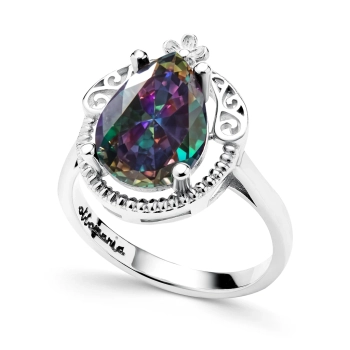 Pierścionek srebrny z mistycznym topazem Sułtanki Halime