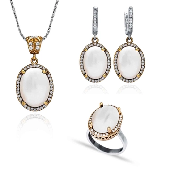 Komplet ze srebra z perłą