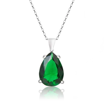 Naszyjnik srebrny ze szmaragdem