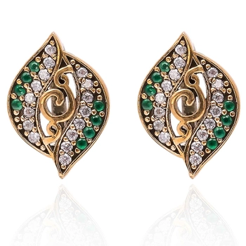Osmańskie kolczyki ze szmaragdem i cyrkoniami