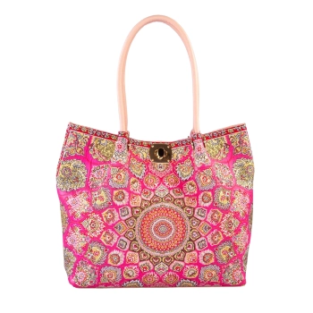 Różowa torebka na ramię - ottomański wzór