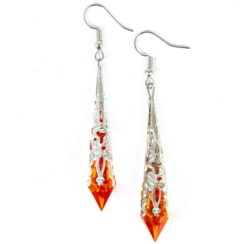 Wiszące kolczyki z miedzi - kryształowe sopelki