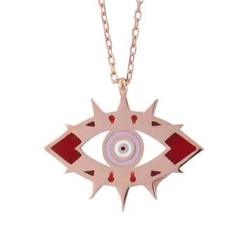 Srebrny naszyjnik różowe oko proroka