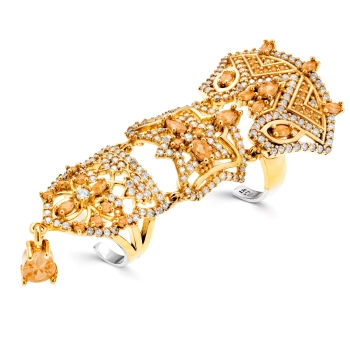 Pierścionek ze srebra 925 na cały palec, regulowany, 3-częściowy, z cyrkoniami