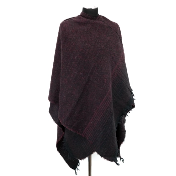 Tureckie ponczo z nacięciem - Bordowa Tajemnica