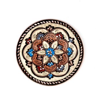 Miedziany talerz z pięknym grawerem