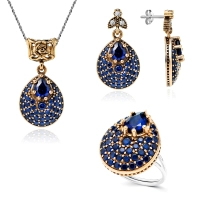 Komplet srebrny z szafirami - Biżuteria Nocy Nimet