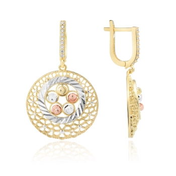 Pozłacane okrągłe kolczyki ze srebra 925, ażurowe - Złoto Haremu