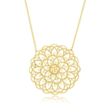 Ażurowy pozłacany naszyjnik - Rozeta