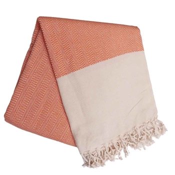 Bawełniany miękki ręcznik Peshtemal w kolorze brzoskwiniowym