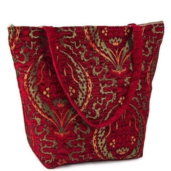 Bordowa materiałowa torba z tureckim wzorem