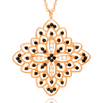 Delikatny pozłacany srebrny naszyjnik- ażurowy romb