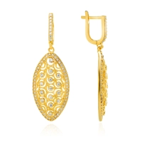 Pozłacane owalne kolczyki ze srebra 925, ażurowe - Złoto Haremu