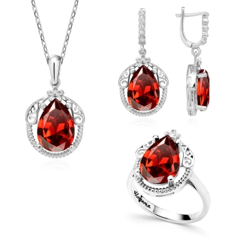 Komplet srebrny z granatem Sułtanki Halime