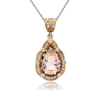 Naszyjnik srebrny z morganitem i cyrkoniami