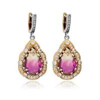 Kolczyki srebrne z ametrynem i cyrkoniami