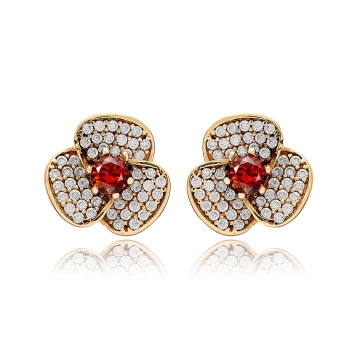 Kolczyki srebrne z granatem i cyrkoniami - bigiel angielski