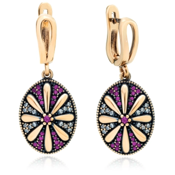 Srebrne kolczyki Fiołkowe mozaiki - Wieczór w Stambule