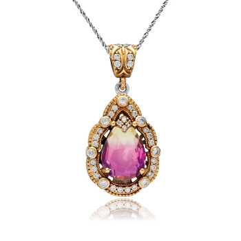 Naszyjnik srebrny z ametrynem i cyrkoniami