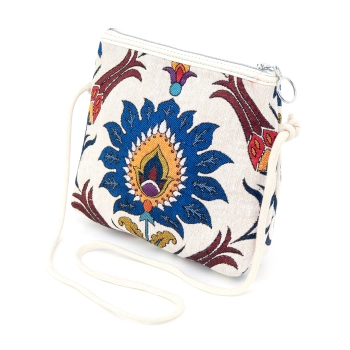 Torebka gobelinowa z motywem niebieskiego kwiatu