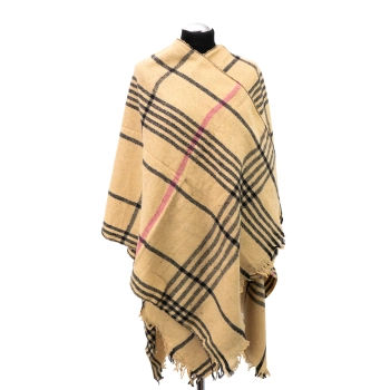 Tureckie ponczo z nacięciem - Pustynna Krata