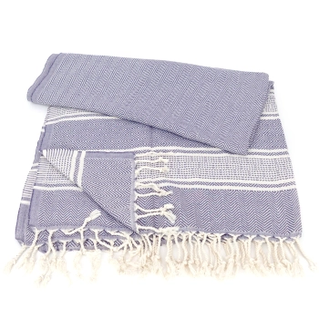 Turecki ręcznik peshtemal z bawełny 100% fioletowy z frędzlami