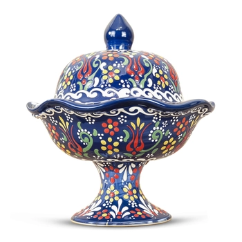 Ceramiczna cukiernica ręcznie zdobiona