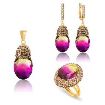 Srebrny komplet z ametrynem - krople znad Bosforu